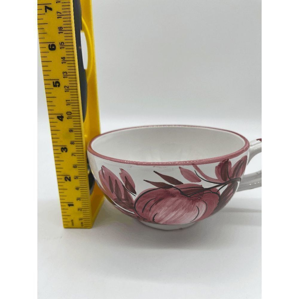 Ceramic Cup and Saucer Italian Pottery Hand Painted Large Cup Multicolored - Picture 4 of 6